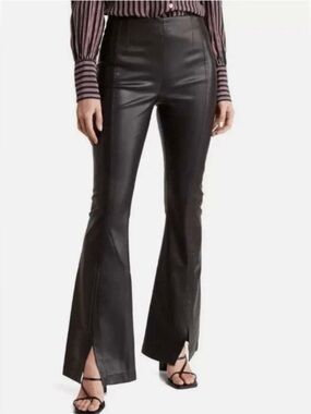 NWT We The Free "Real Deal" Faux Leather Flare Pants in Black Size 35